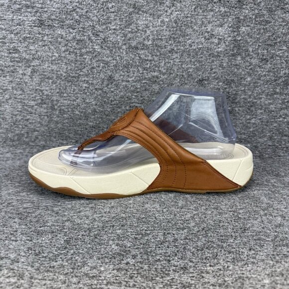 ✅Fitflop Sandals Woman’s 10 Walkstar III #030-017 Brown Leather Thong Flip Flops - Picture 9 of 9